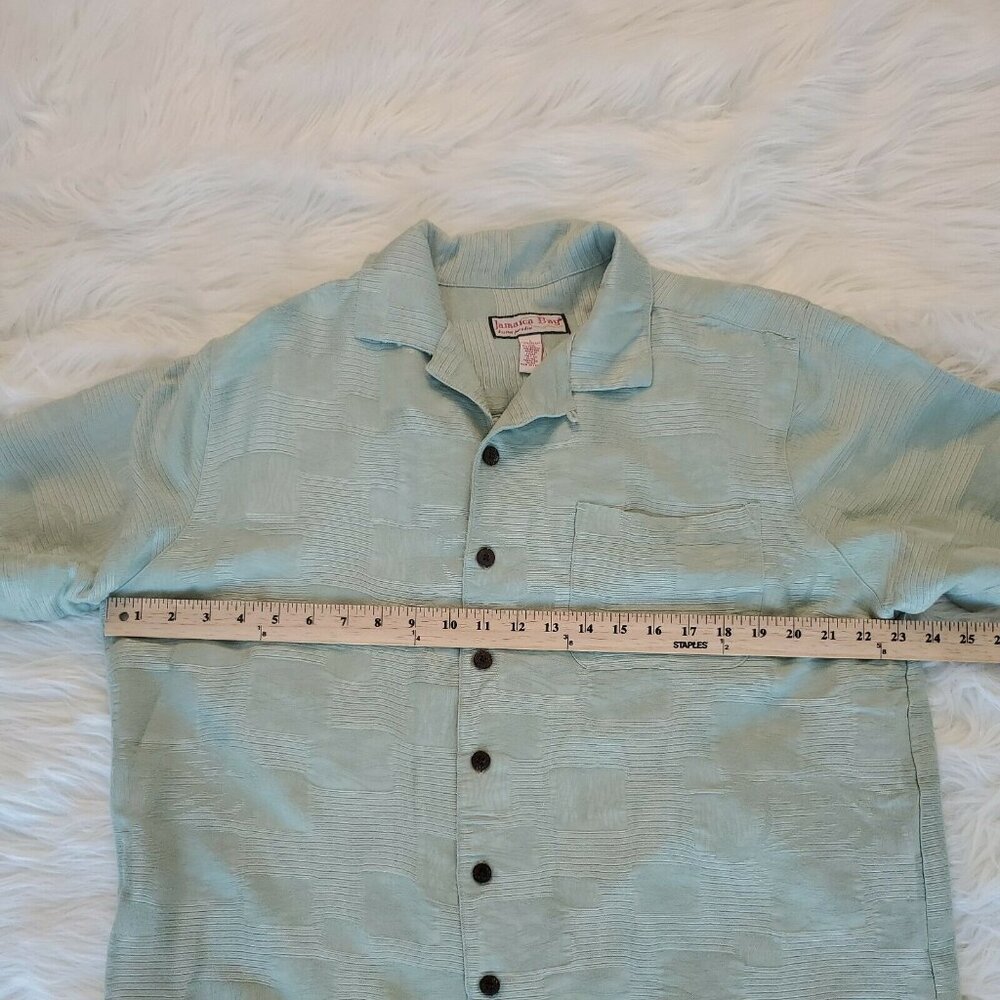 Jamaica Bay Mens Size L Green Hawaiian Button Down Shirt Short Sleeve - Picture 7 of 9
